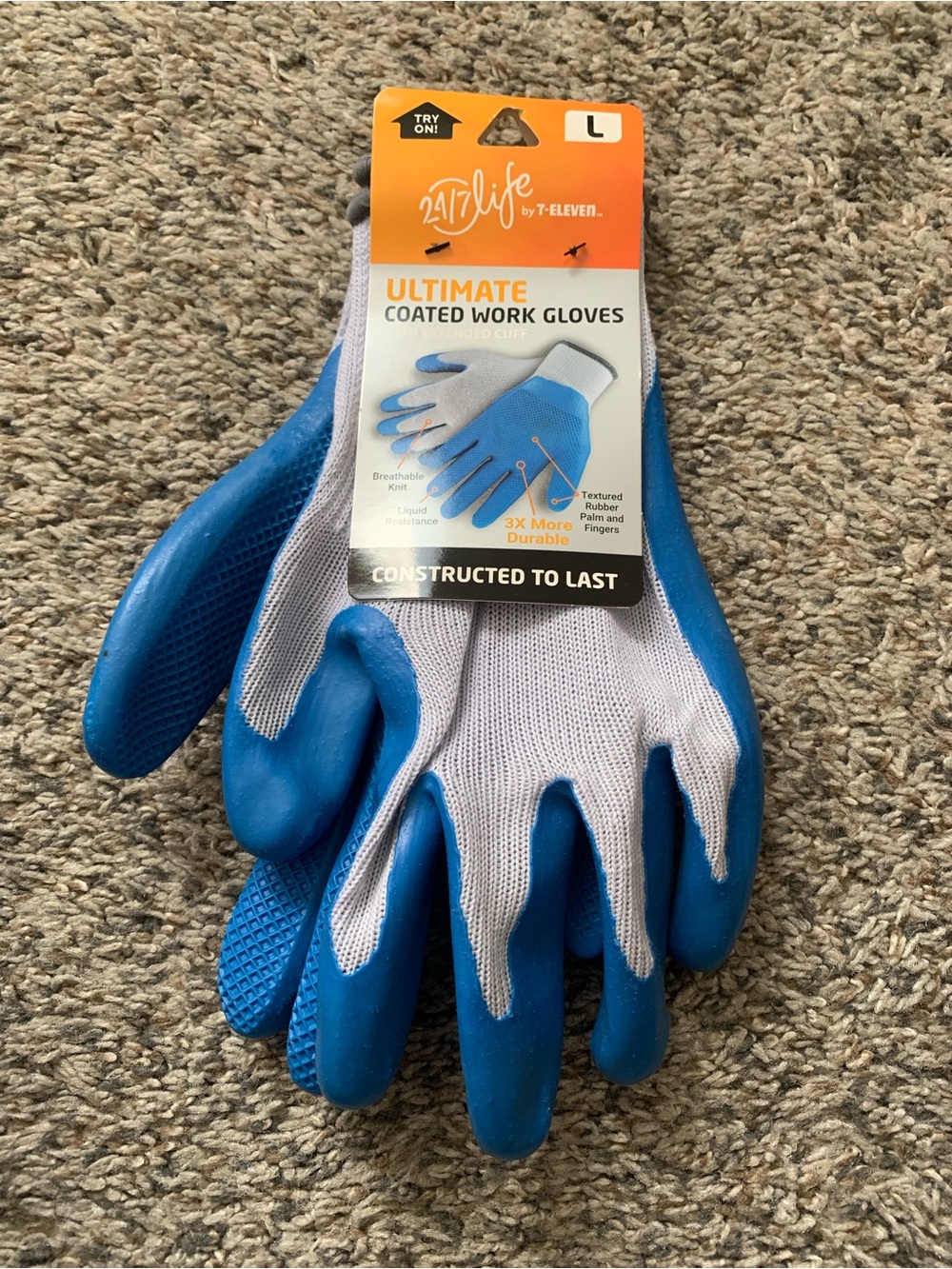 24/7 Life Ultimate Coated Work Gloves - Blue/White Size L